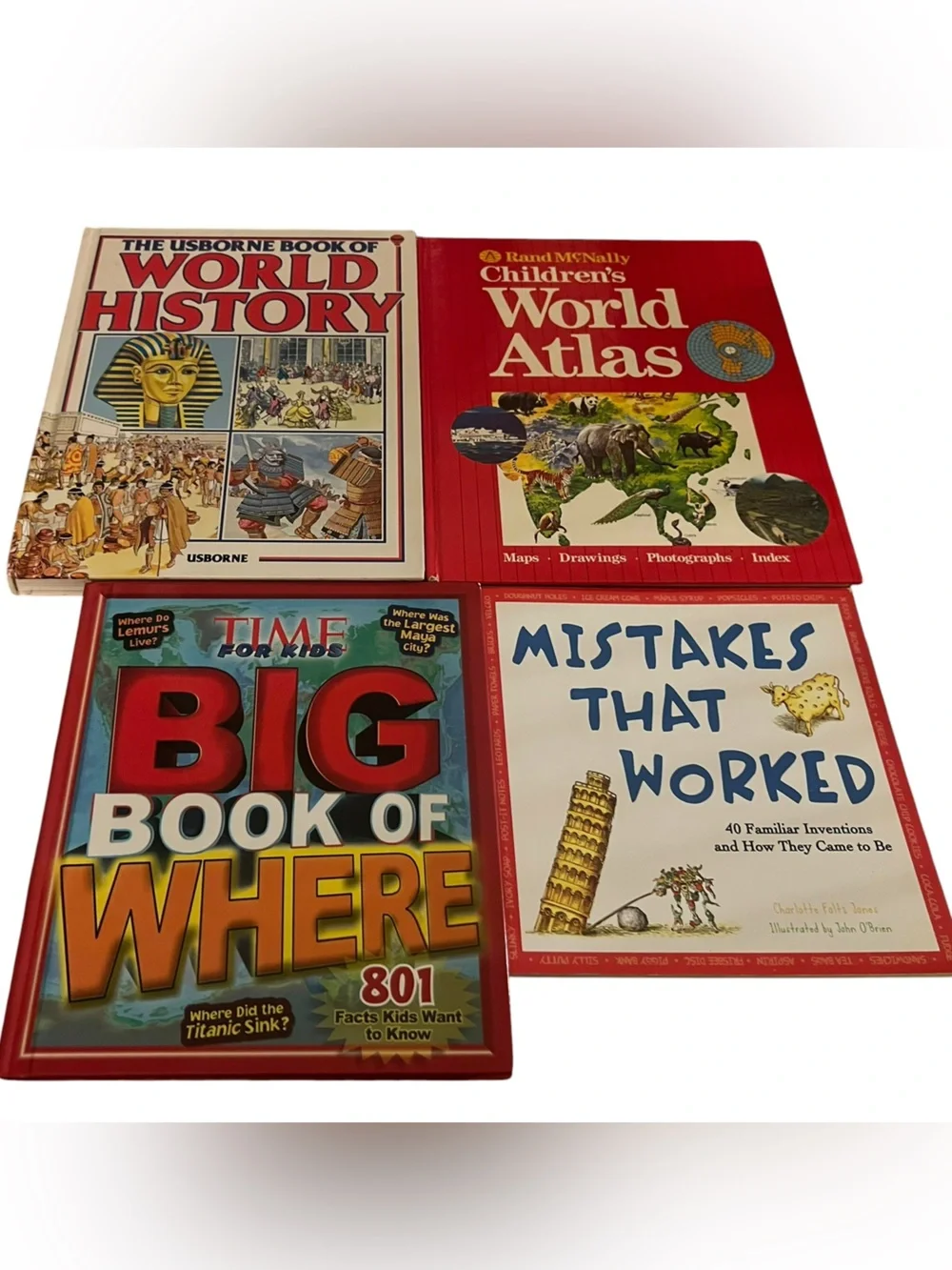 Children's Lot of 4 Educational Books - World Atlas & History Collection